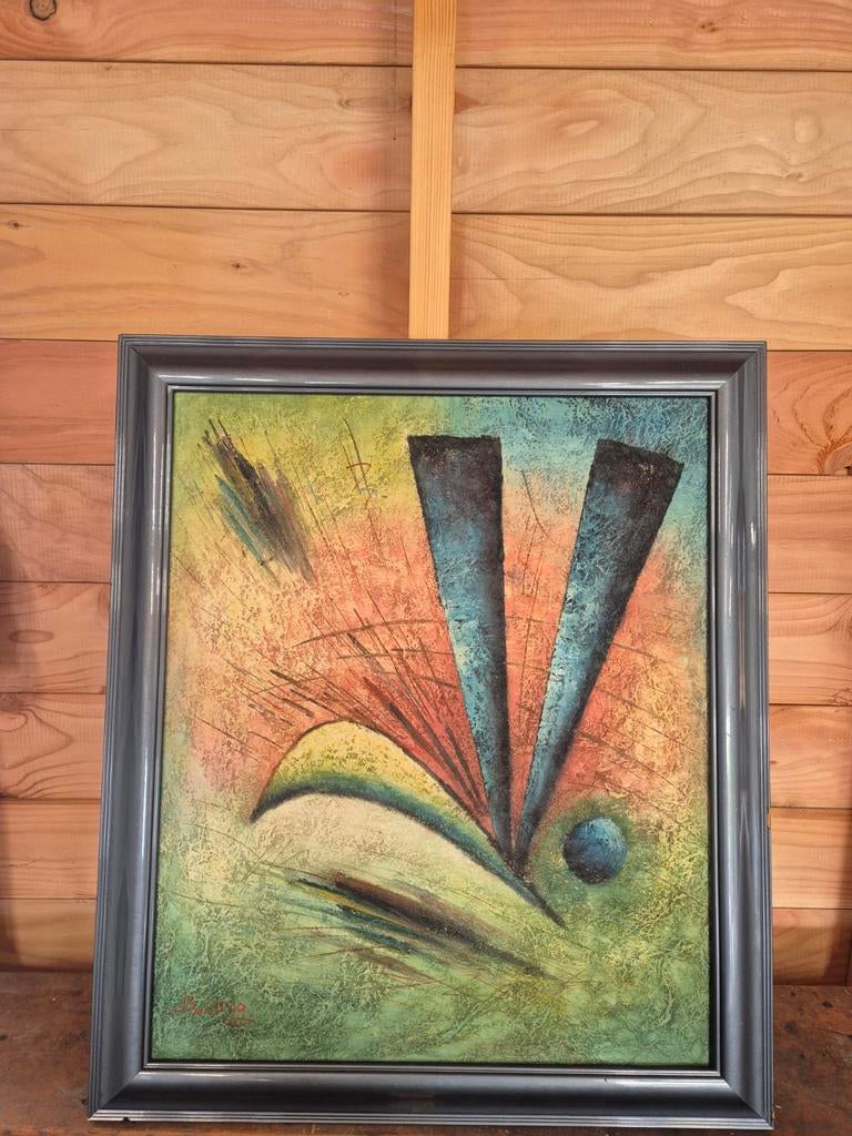 Abstract Schilderij in Frame - Levendige Kleuren, Antiek en Kunst, Kunst | Schilderijen | Abstract, Ophalen