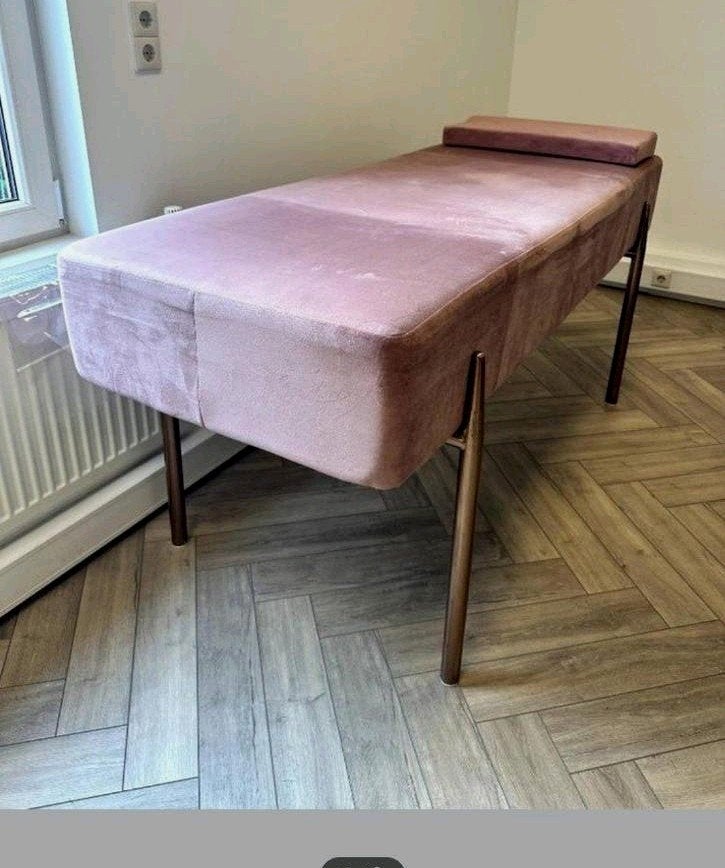 Roze fluwelen behandel bed, Ophalen, 90 cm, Zo goed als nieuw, Stof