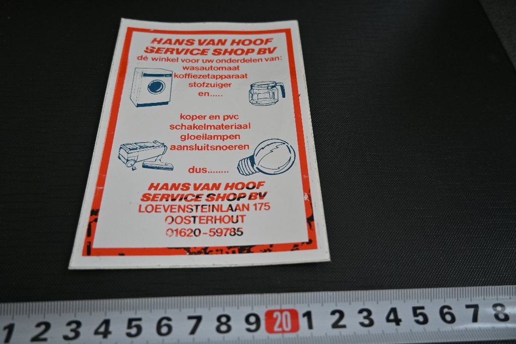 sticker Oosterhout HANS VAN HOOF srvice shop bv Loevensteinl, Verzamelen, Stickers, Ophalen, Zo goed als nieuw