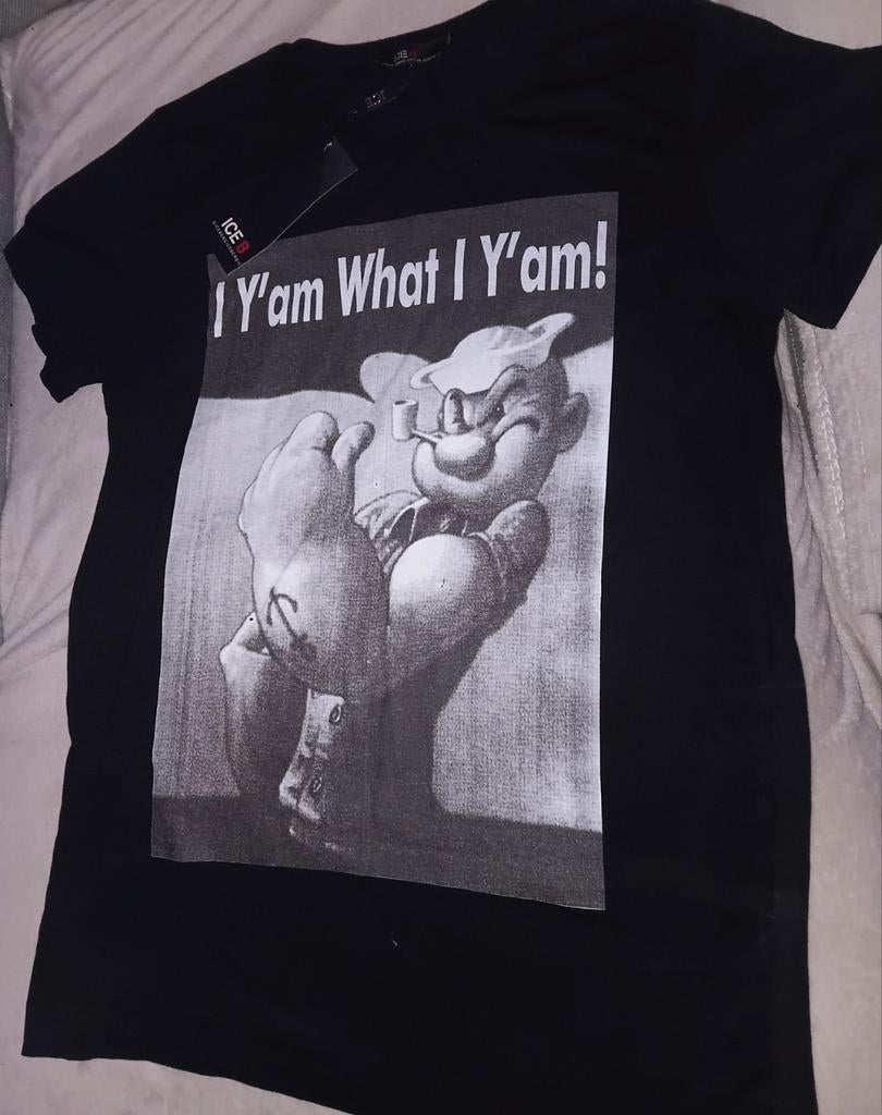 Mooi zwart heren t shirt met groot opdruk popeye maat L, Kleding | Heren, Ophalen of Verzenden, Nieuw, Maat 46 (S) of kleiner