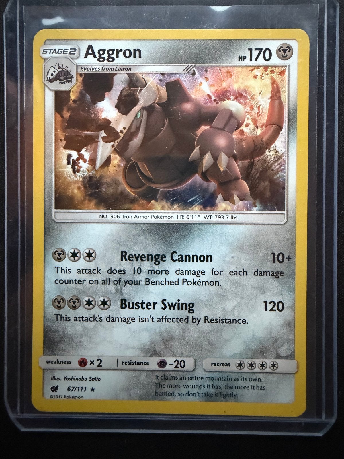 Aggron 67/111, Ophalen of Verzenden, Zo goed als nieuw, Losse kaart, Foil