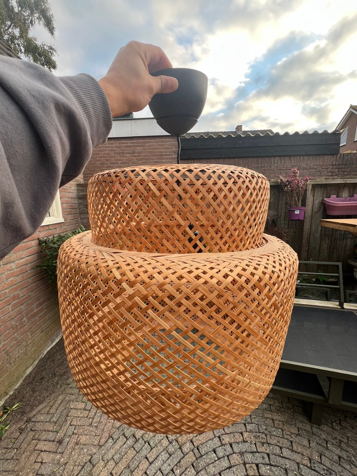Z.g.a.n. ikea Ophang lampenkap, Huis en Inrichting, Ophalen, Zo goed als nieuw, Riet of Rotan, Minder dan 50 cm