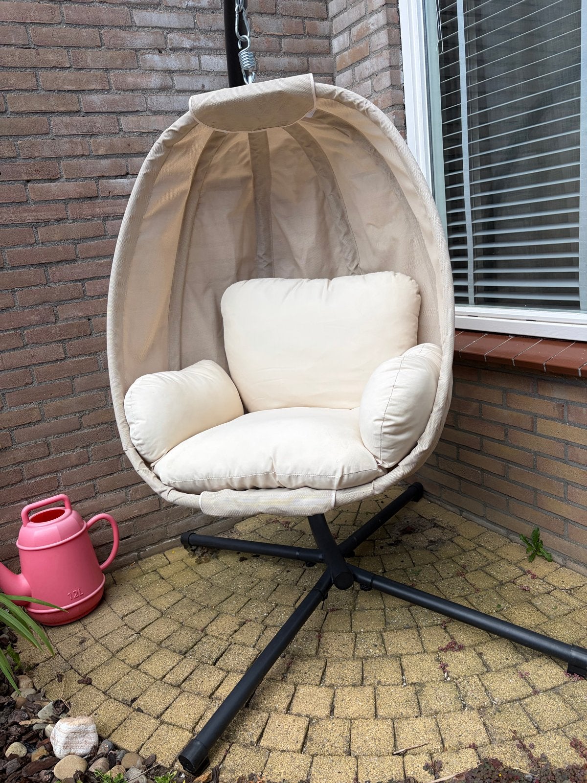 KESSER Hangstoel / Hangend Ei - Beige met Standaard, Ophalen of Verzenden, Zo goed als nieuw