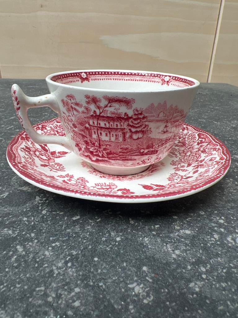 Alfred Meakin "Tonquin" Kop & Schotel – Engels Rood, Ophalen of Verzenden