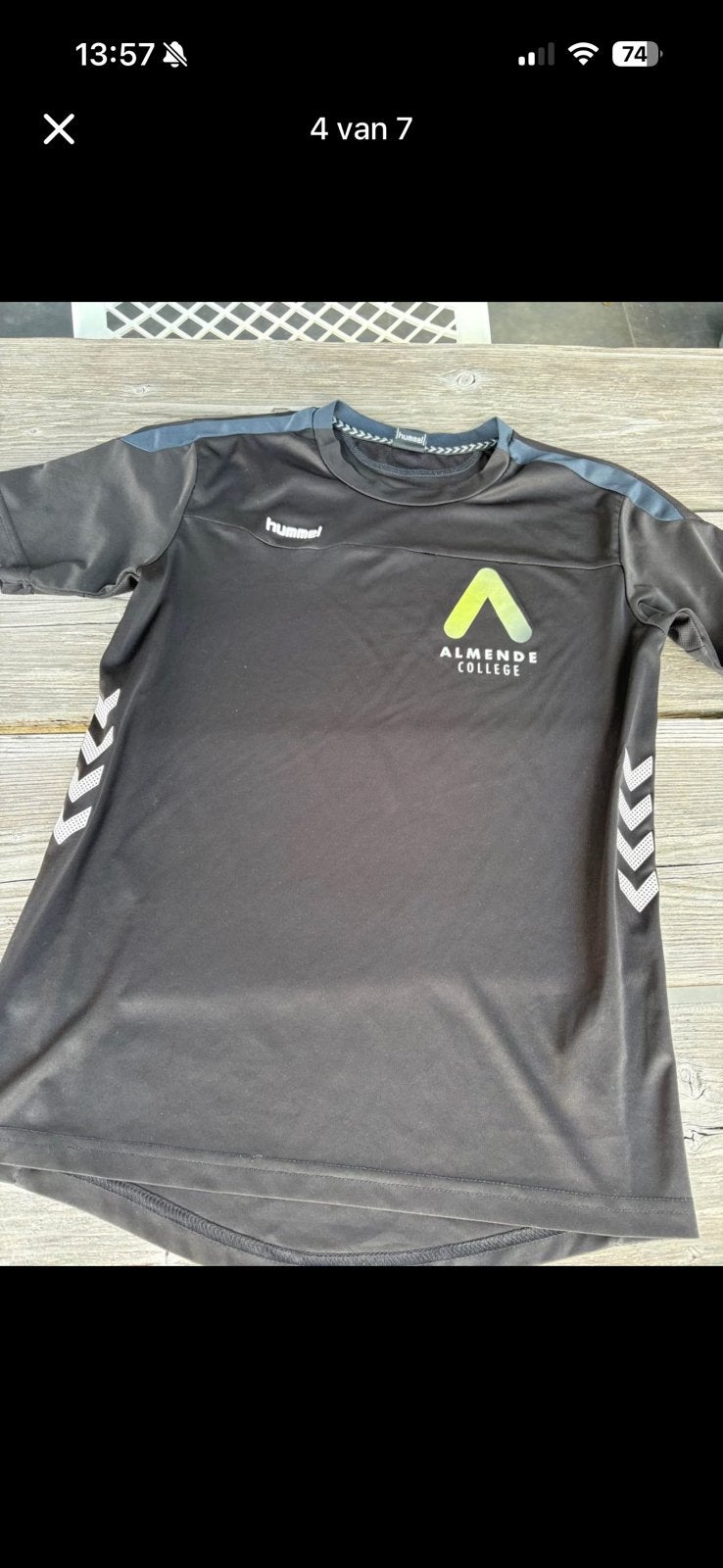 Almende college sport shirts 3 x mt 164 en 1x mt M, Ophalen of Verzenden, Zo goed als nieuw, Overige maten, Blauw