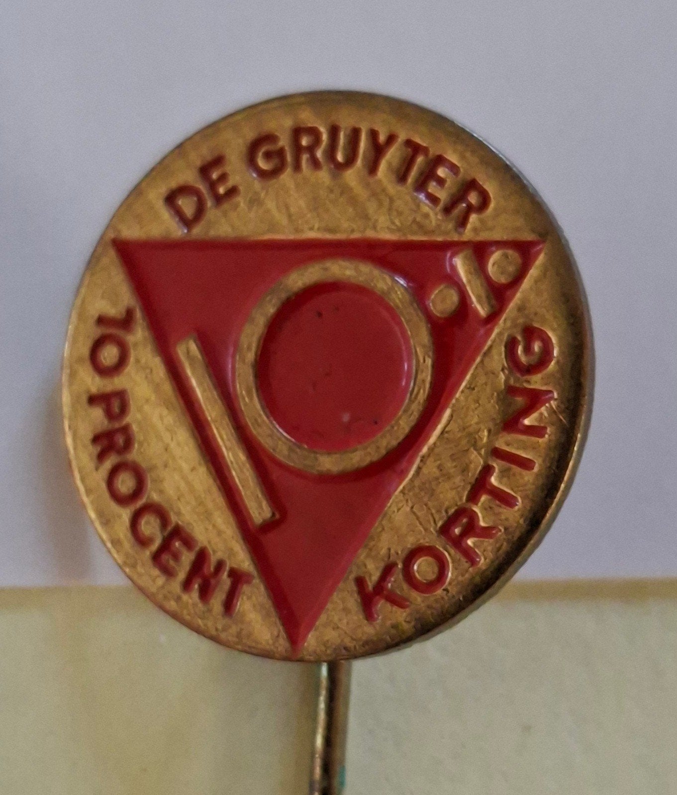 vintage speldje reclame supermarkt de Gruyter 10% korting, Ophalen of Verzenden, Gebruiksvoorwerp