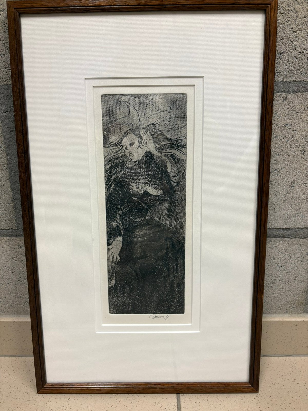 Prachtige Surrealistische Ets van Kunstenaar "Brion Y", Antiek en Kunst, Kunst | Litho's en Zeefdrukken, Ophalen of Verzenden