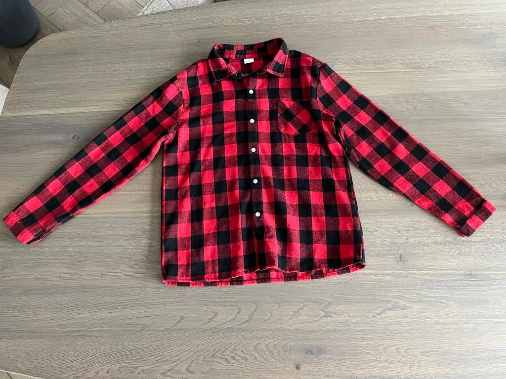 Rood-zwart geruit overhemd maat 158/164, Ophalen of Verzenden, Zo goed als nieuw, Jongen, Overhemd of Blouse