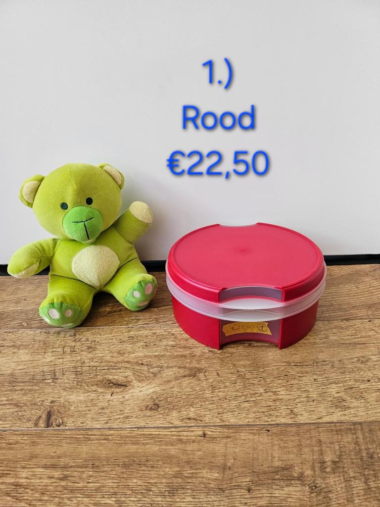 Tupperware rode vensterdoos koektrommel €22,50, Huis en Inrichting, Keuken | Tupperware, Gebruikt, Bak of Kom, Rood, Ophalen of Verzenden