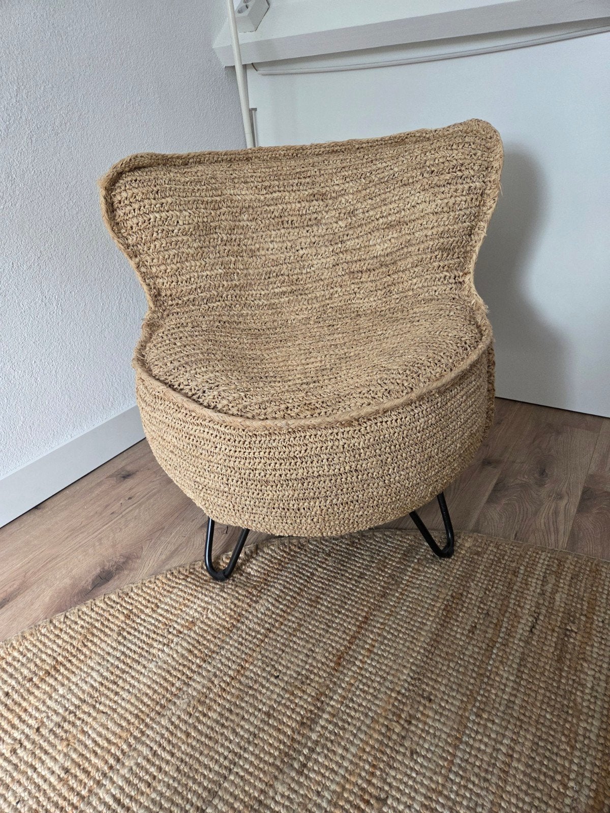 Rotan stoel, rieten fauteuil, lounge stoel, Ophalen, Overige kleuren, Zo goed als nieuw, Metaal