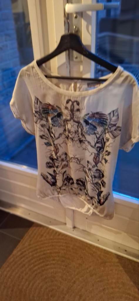 Mooi shirt met korte mouwen en print, Maat 38/40 (M), Wit, Ophalen of Verzenden, Onbekend