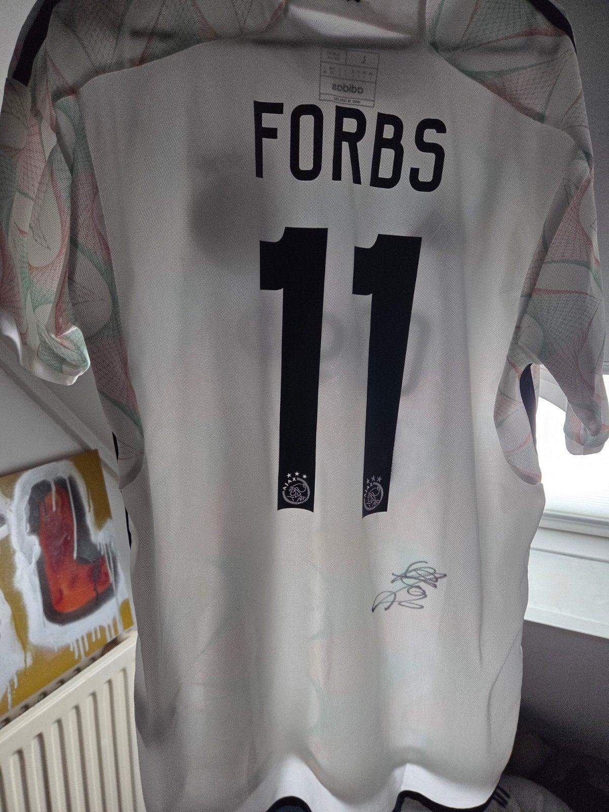 Ajax shirt met handtekening Forbs maat L, Maat 52/54 (L), Wit, Ophalen of Verzenden, Zo goed als nieuw