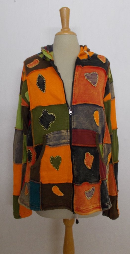 Patchwork made in Nepal katoen vest/hoodie met capuchon! XL, Kleding | Dames, Verzenden, Zo goed als nieuw, Maat 46/48 (XL) of groter