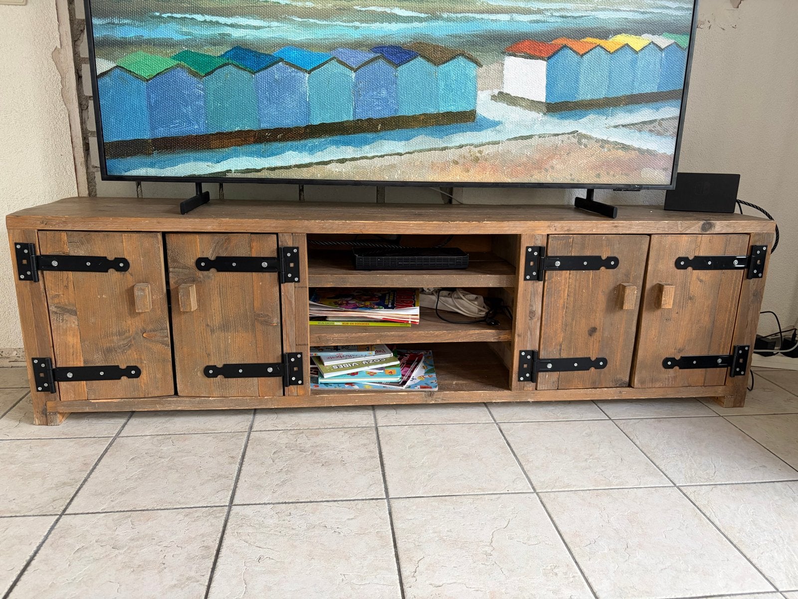 Robuust houten tv-meubel > gratis ophalen, Ophalen, Gebruikt, 150 tot 200 cm, Minder dan 100 cm