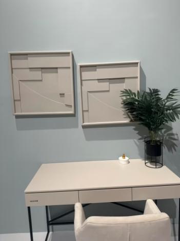 Woood Fiona schilderij vierkant beige  3x beschikbaar., Ophalen