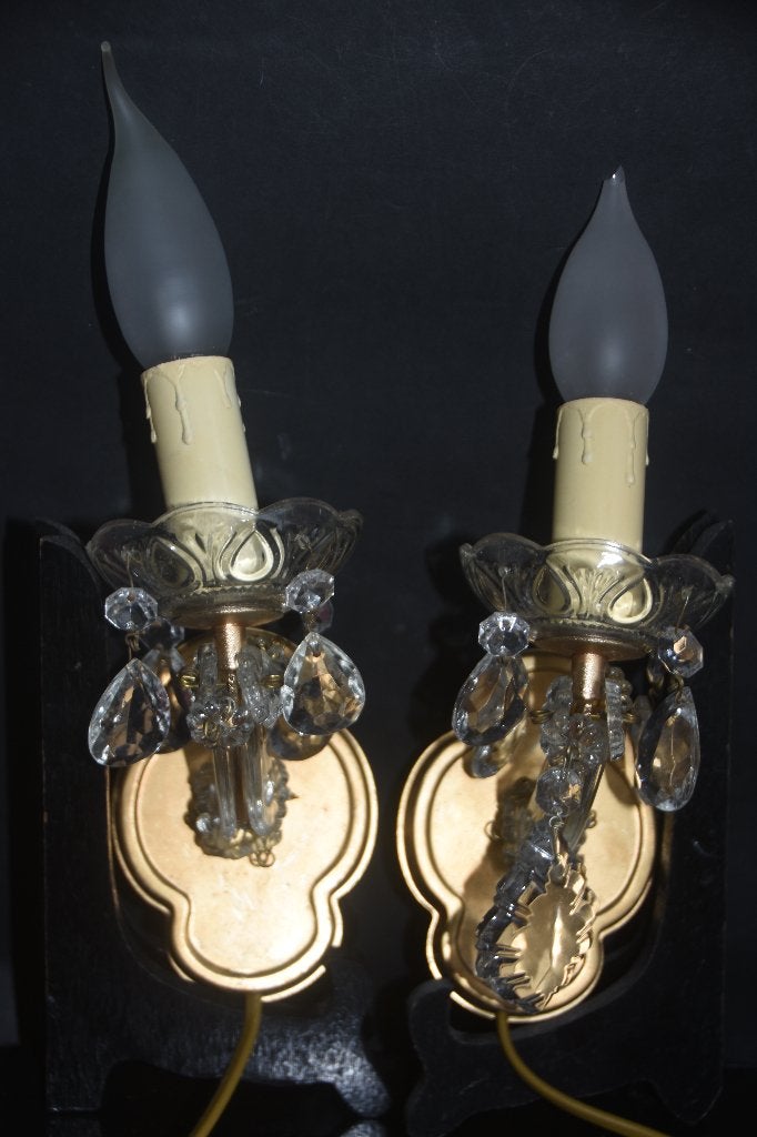 Brocante set fonkelende wandlampen met pegels, Verzenden