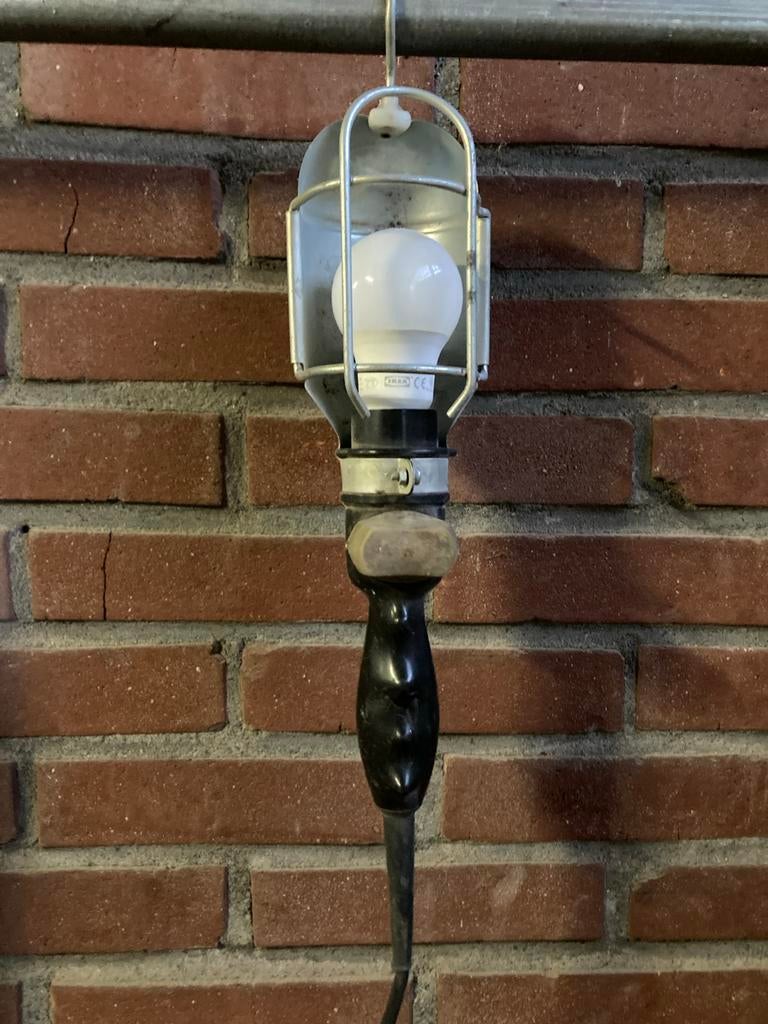 Vintage inspectielamp / looplamp 220V 60W, Ophalen, Gebruikt, Minder dan 50 watt, Lamp met armatuur