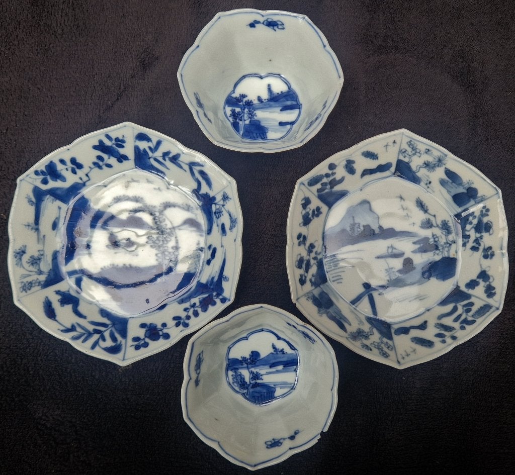 2 antieke theekommen & schotels Chinees porselein Dynastie?, Antiek en Kunst, Antiek | Porselein, Ophalen of Verzenden