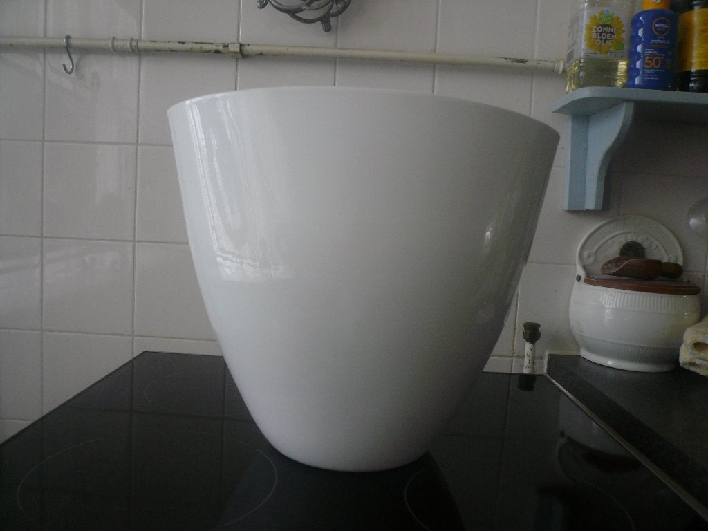 Grote witte orchidee pot ovaal, Tuin en Terras, Bloempotten, Gebruikt, Binnen, Minder dan 40 cm, Overige vormen
