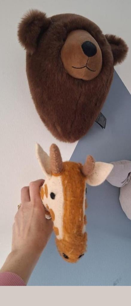 Wanddecoratie kinderkamer dierenkop giraffe en beer, Ophalen of Verzenden, Zo goed als nieuw, Wanddecoratie