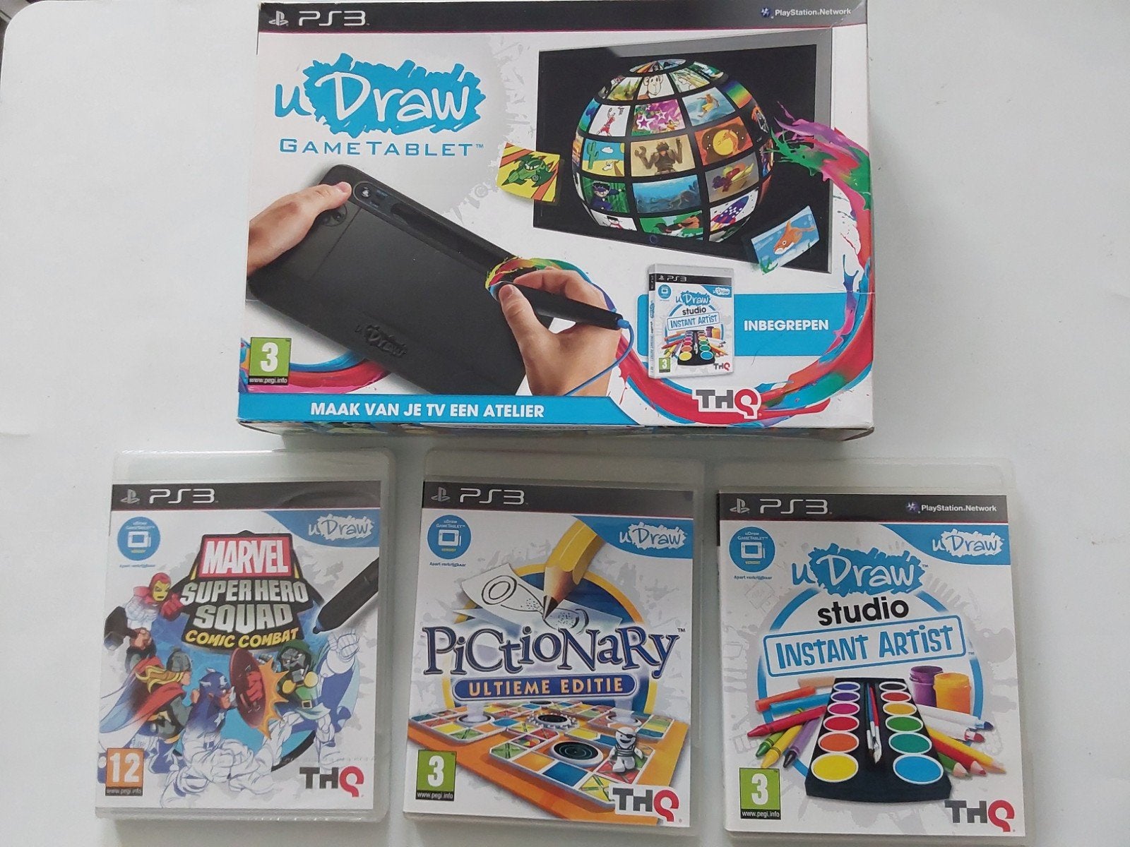 uDraw Gametablet PS3 met 3 spellen ( in nieuwstaat ), Spelcomputers en Games, Ophalen of Verzenden, Zo goed als nieuw, Vanaf 3 jaar
