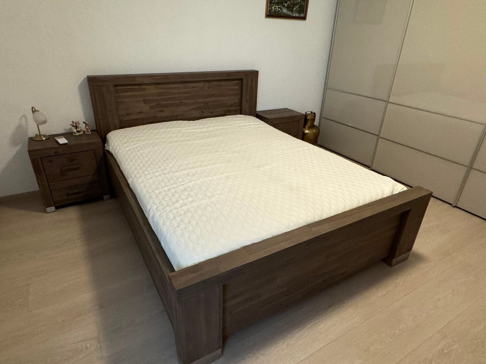 mooi houten 2 pers bed ,elektrische, complete set, Ophalen, Verstelbaar, Tweepersoons, Zo goed als nieuw