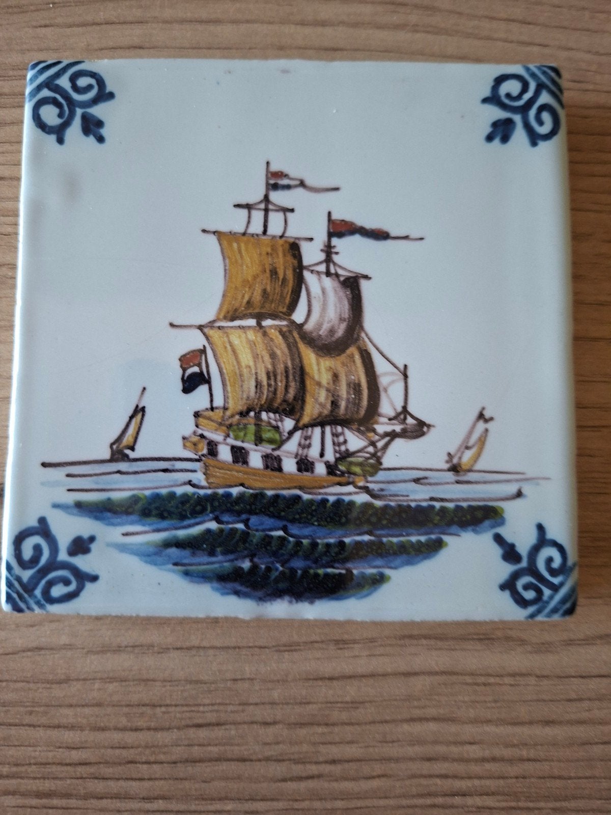 Tegel Tichelaar Makkum met zeilschip, Ophalen of Verzenden