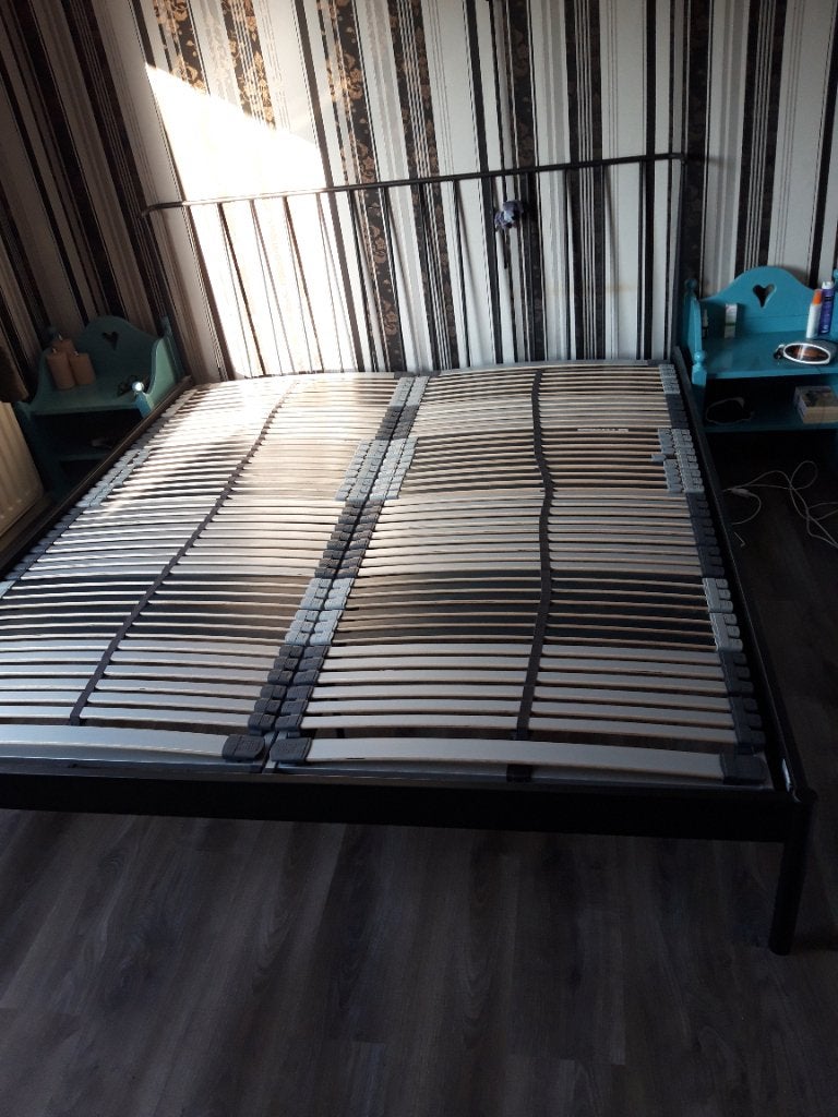 Tweepersoonsbed, Huis en Inrichting, Ophalen, Overige materialen, Gebruikt, Zwart