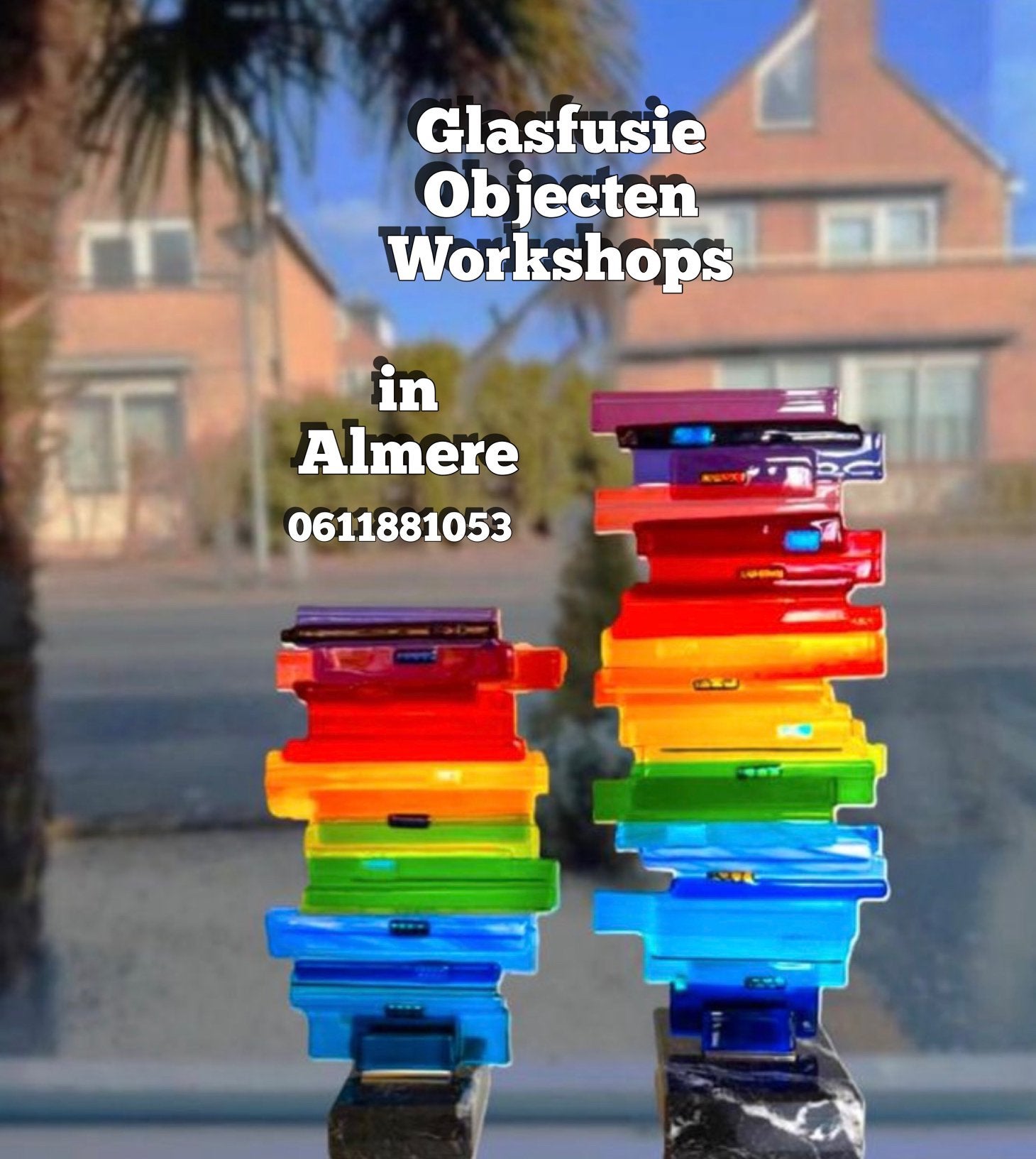 Glasfusie, glaskunst, glas, rainbow colored books, Ophalen