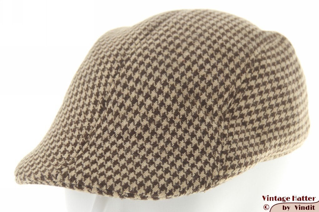 Vintage flatcap Voorgevormde pet bruinbeige pied-de-poule 59, Kleding | Heren, Hoeden en Petten, Ophalen of Verzenden, Gedragen