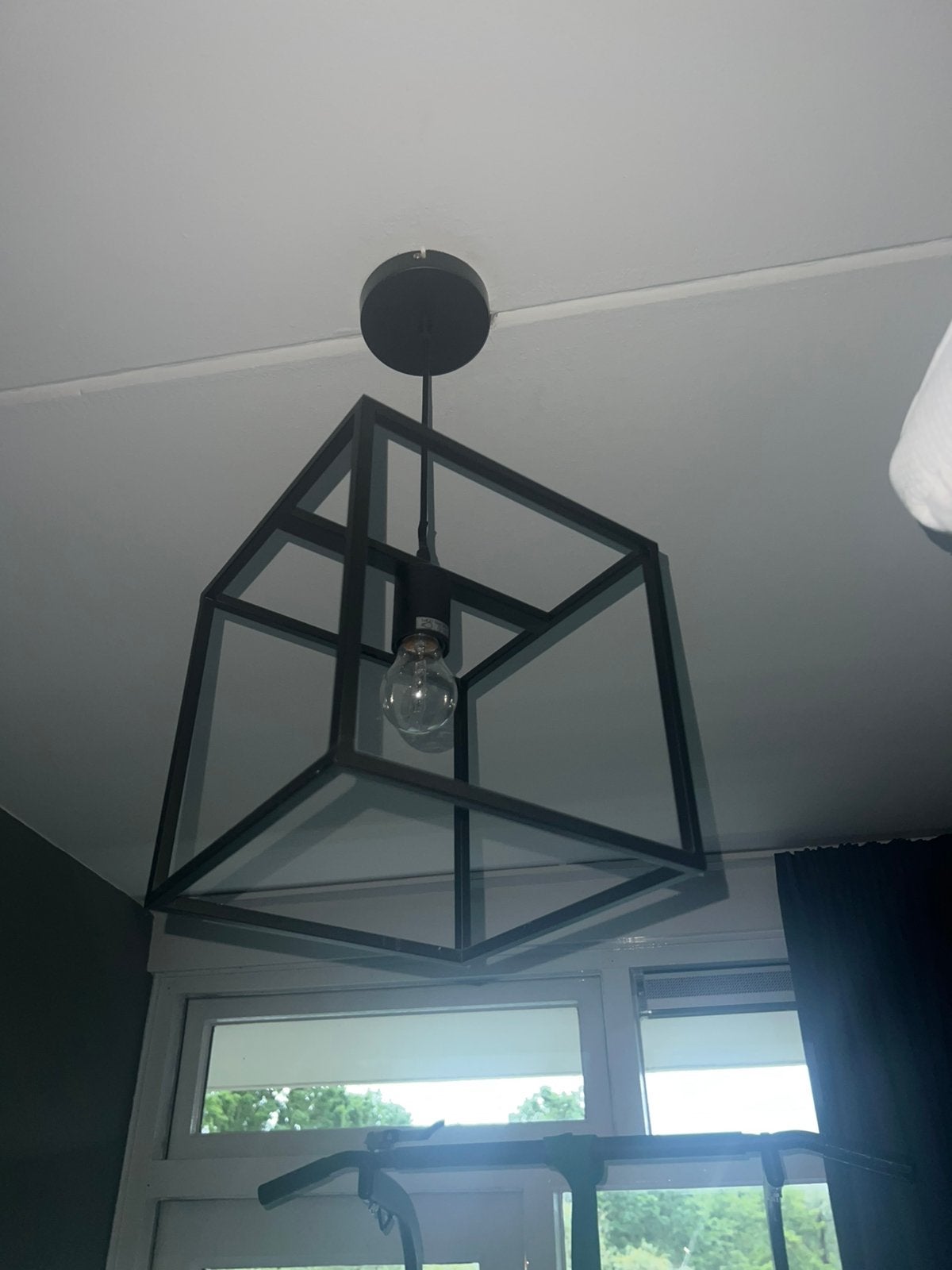 Moderne Zwarte Kubus Hanglamp - Industrieel Design, Ophalen of Verzenden, Zo goed als nieuw, Metaal