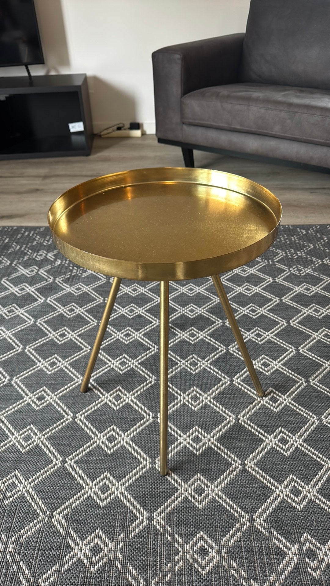 Gouden ronde bijzettafel – Ø 40 cm, Huis en Inrichting, Minder dan 55 cm, Rond, Zo goed als nieuw, Ophalen