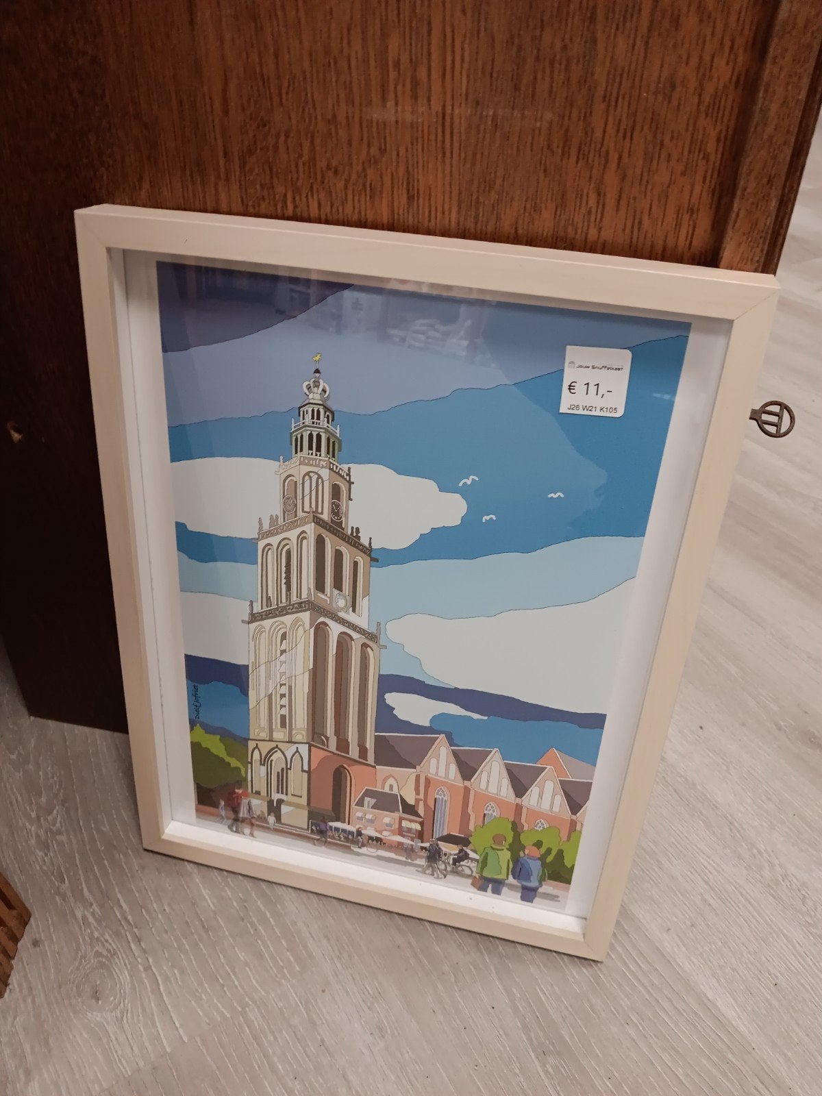 Ingelijste Martinitoren Groningen Kunstprint, Ophalen of Verzenden, Zo goed als nieuw, Overige onderwerpen, Onbekend