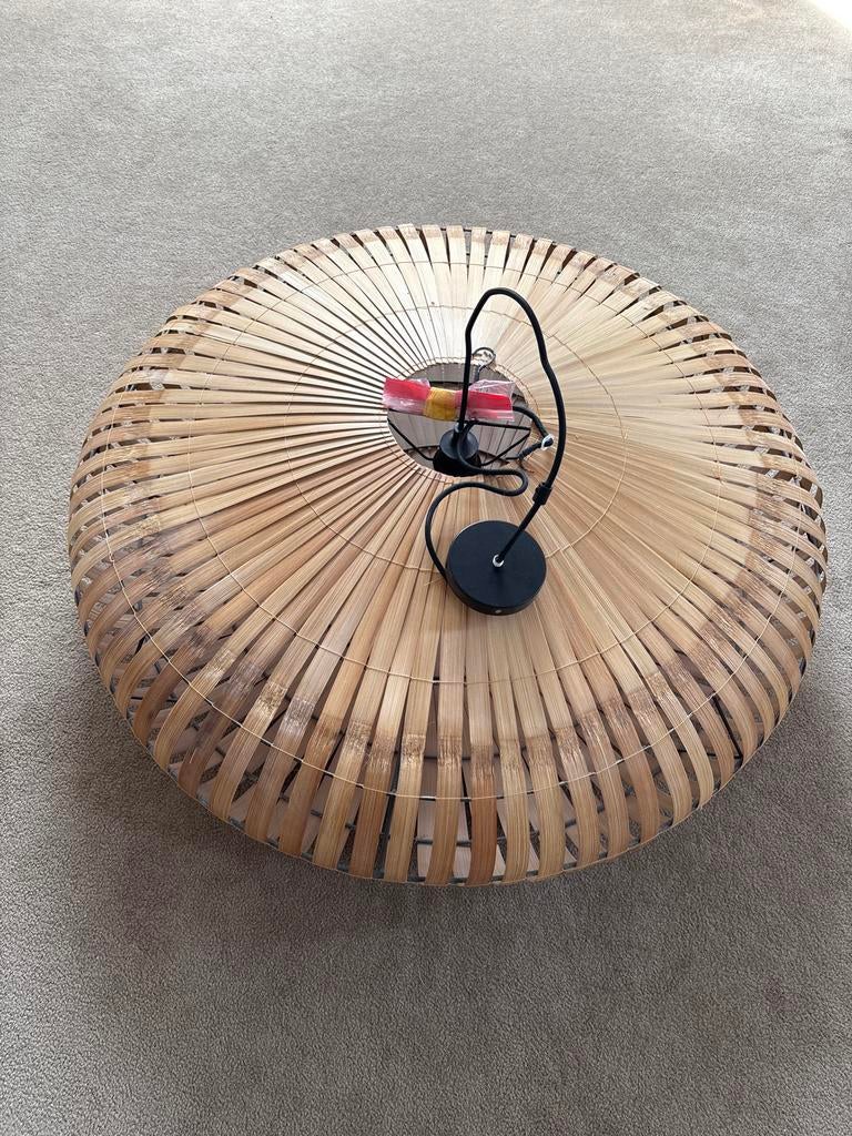 Grote rotan hanglamp - Ø 100cm, hoogte 31cm, Ophalen, Zo goed als nieuw, Overige materialen, Minder dan 50 cm