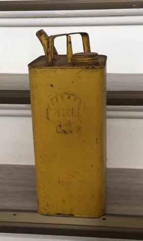 Vintage Shell Jerrycan - Oude Benzinekan, Ophalen of Verzenden, Gebruikt, Reclamebord