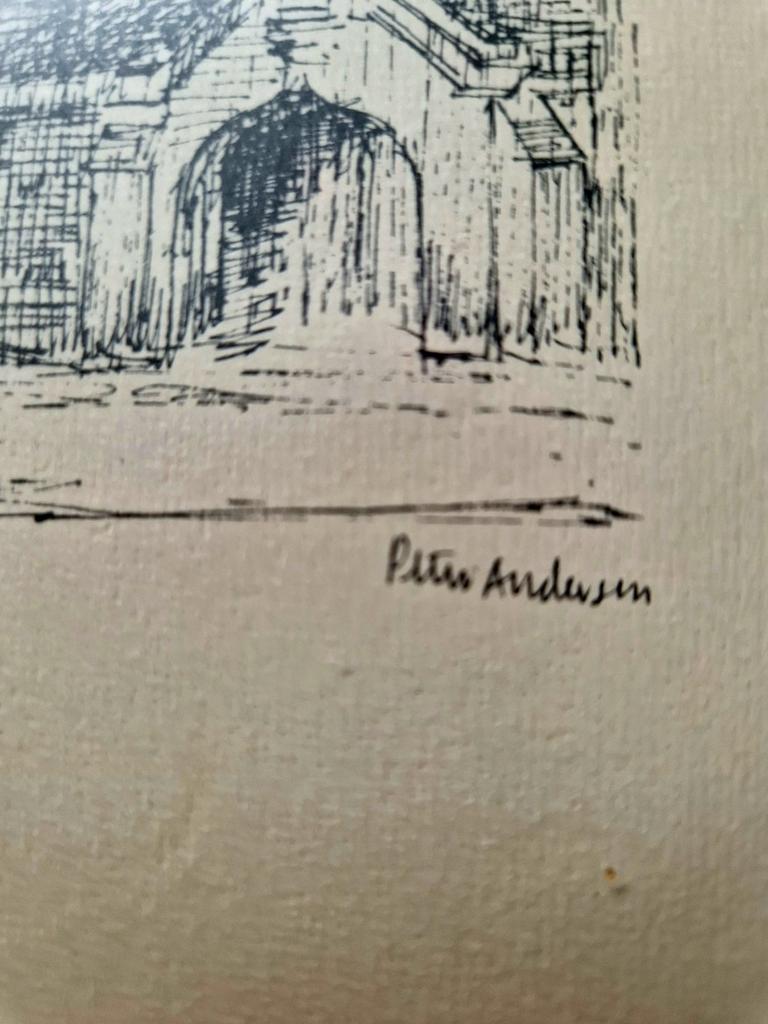 Vintage Peter Anderson Kerk Tekening - Ingelijst, Ophalen of Verzenden