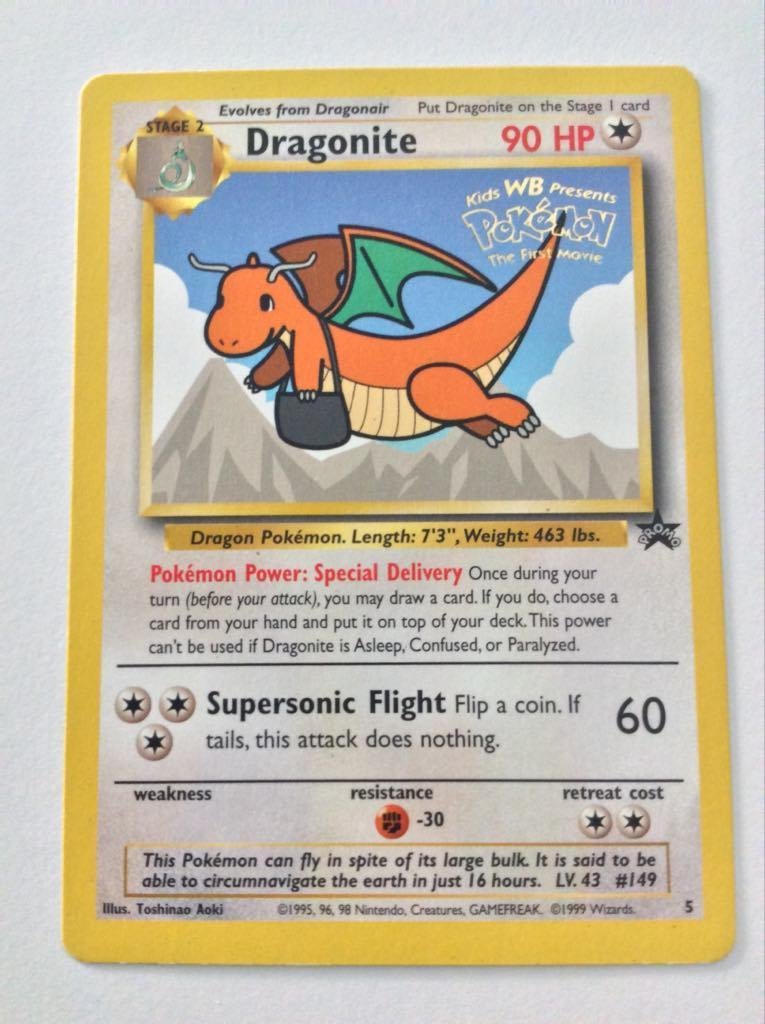 Dragonite promokaart - PoKéMoN The First Movie, Ophalen of Verzenden, Zo goed als nieuw, Losse kaart