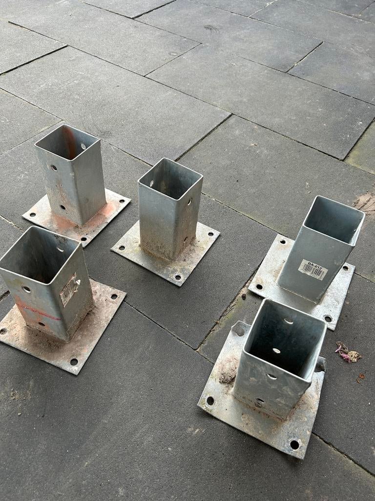 5x Gegalvaniseerde Paalhouders - BA-012, Ophalen, Gebruikt
