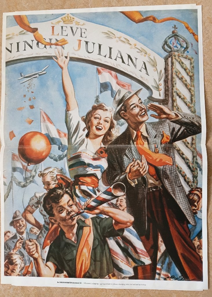 Papergoed- Oorlog Poster-  Juliana-Bevrijding, Nieuw, Ophalen of Verzenden, Voor 1940, Prent