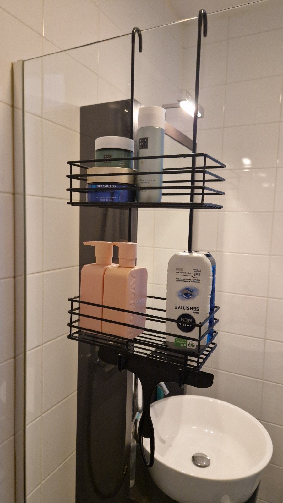 Douche-accessoire: Zwart metalen doucherek, Ophalen of Verzenden, Zo goed als nieuw, Zwart, Douche-accessoire