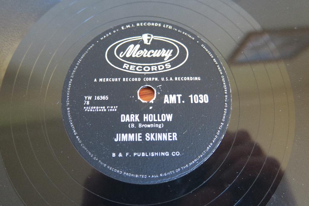 Jimmie Skinner Dark Hollow 78rpm 78 toeren wurlitzer jukebox, Ophalen of Verzenden, Voor 1960, Gebruikt, 10 inch