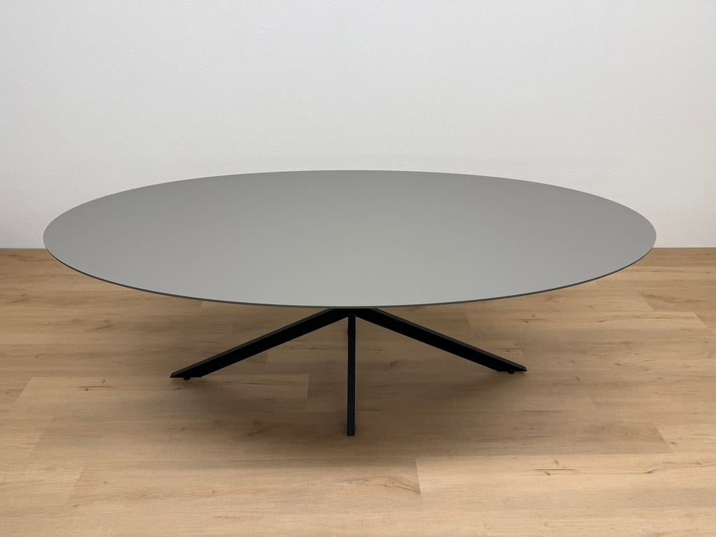 Ovale eettafel HPL Antraciet 220x120 - Direct Leverbaar, 100 tot 150 cm, 200 cm of meer, Ophalen of Verzenden, Zo goed als nieuw