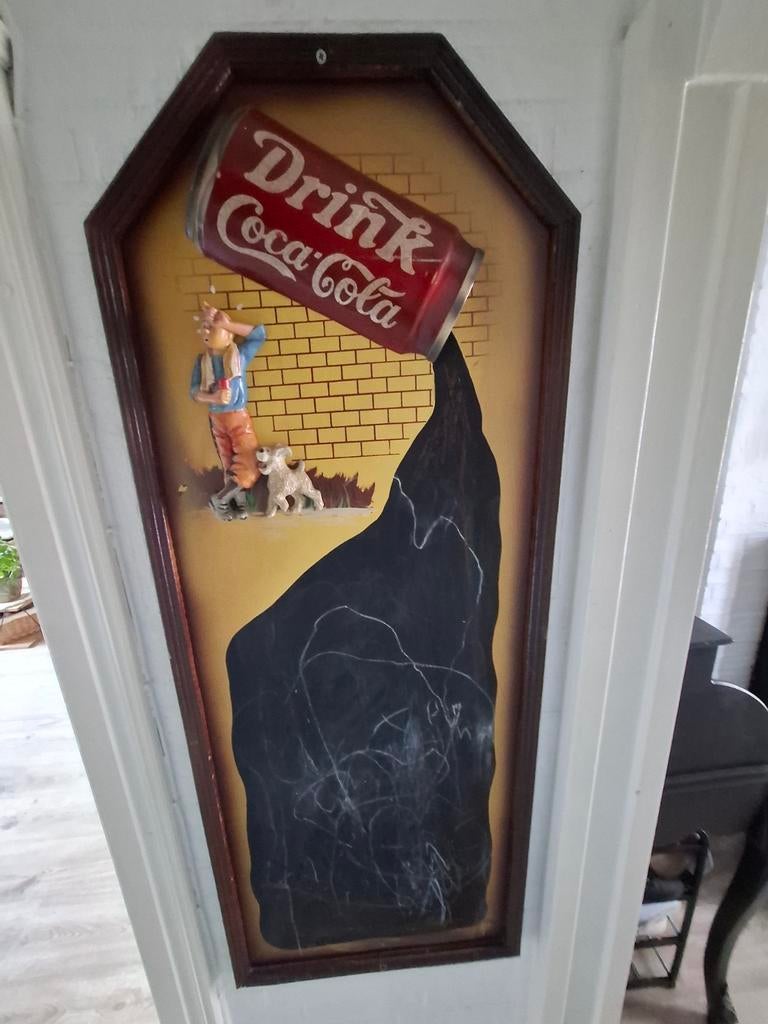 Vintage Coca-Cola reclamebord met krijtbord, Antiek en Kunst, Ophalen of Verzenden