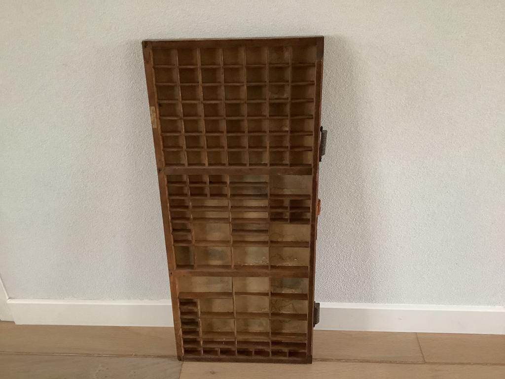 Antieke houten letterbak drukkerij, Ophalen of Verzenden