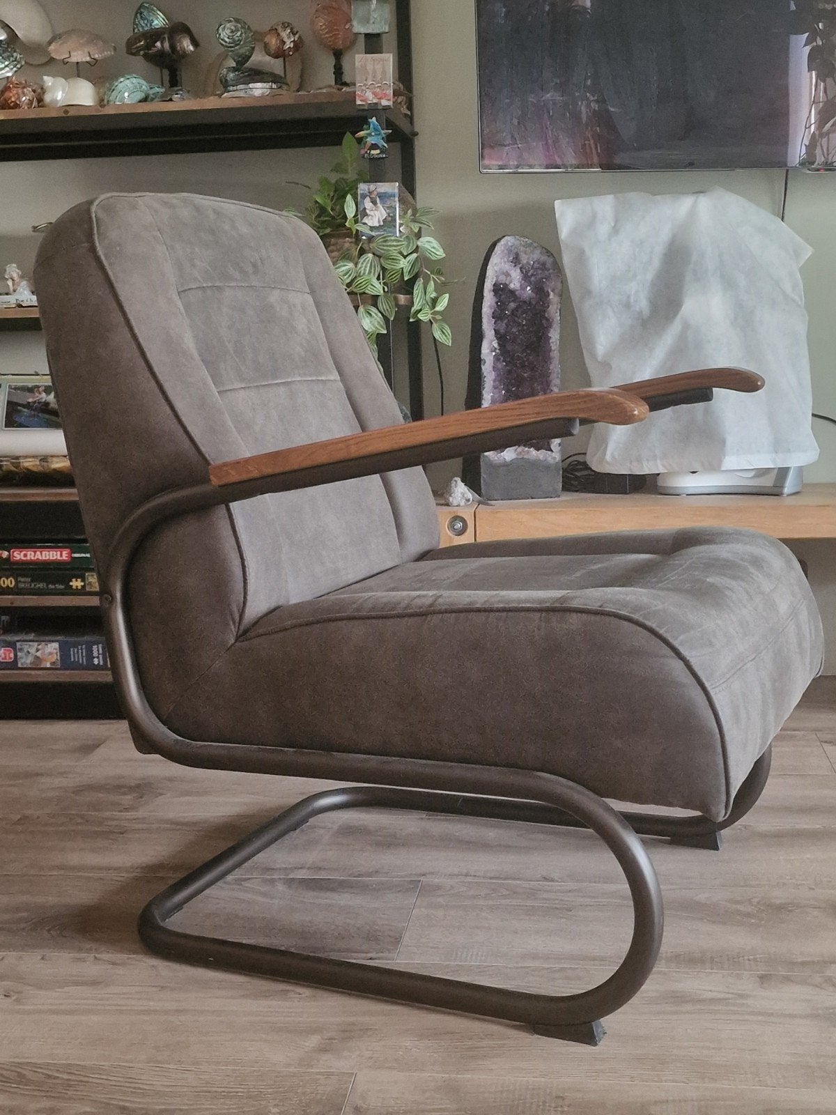 Industriële Fauteuil, Huis en Inrichting, Ophalen, Gebruikt, Hout, Industriël