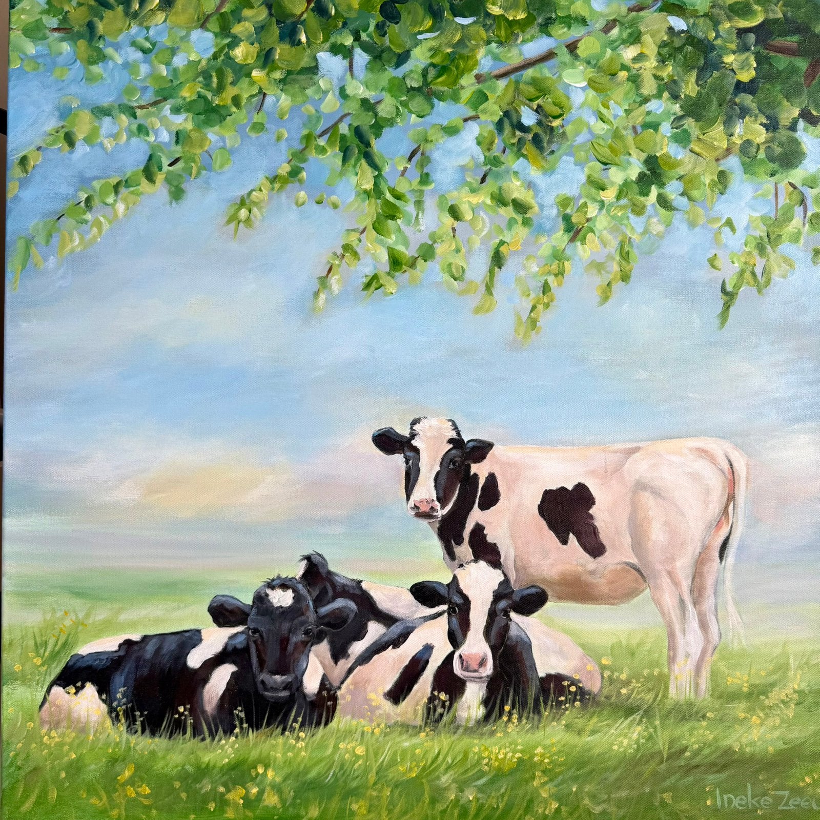 Schilderij koeien in de wei, Antiek en Kunst, Ophalen of Verzenden