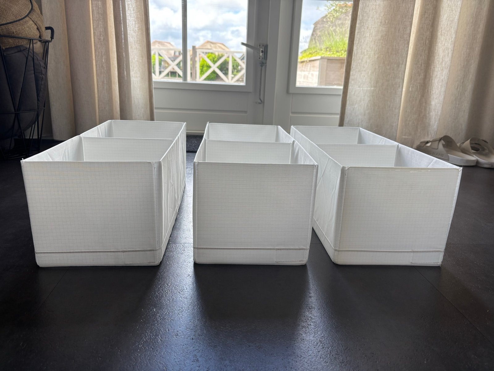 3x IKEA Stuk opbergdozen (20x51x18 cm), Ophalen of Verzenden, Gebruikt, Wit, Textiel