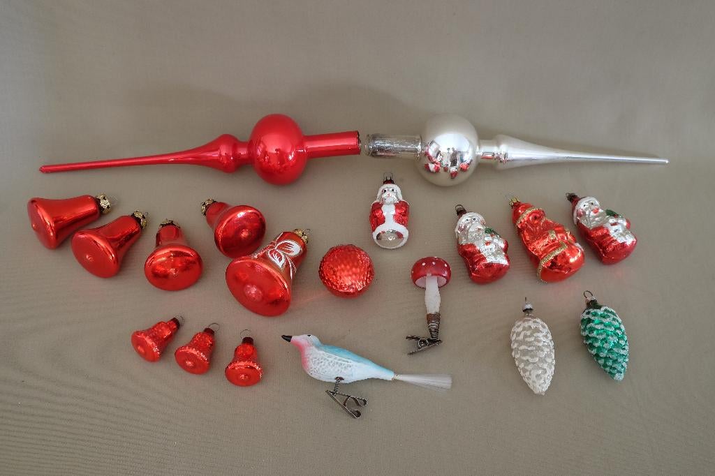 kerstballen vintage  paddenstoel vogeltje kerstman e.d., Ophalen of Verzenden, Gebruikt