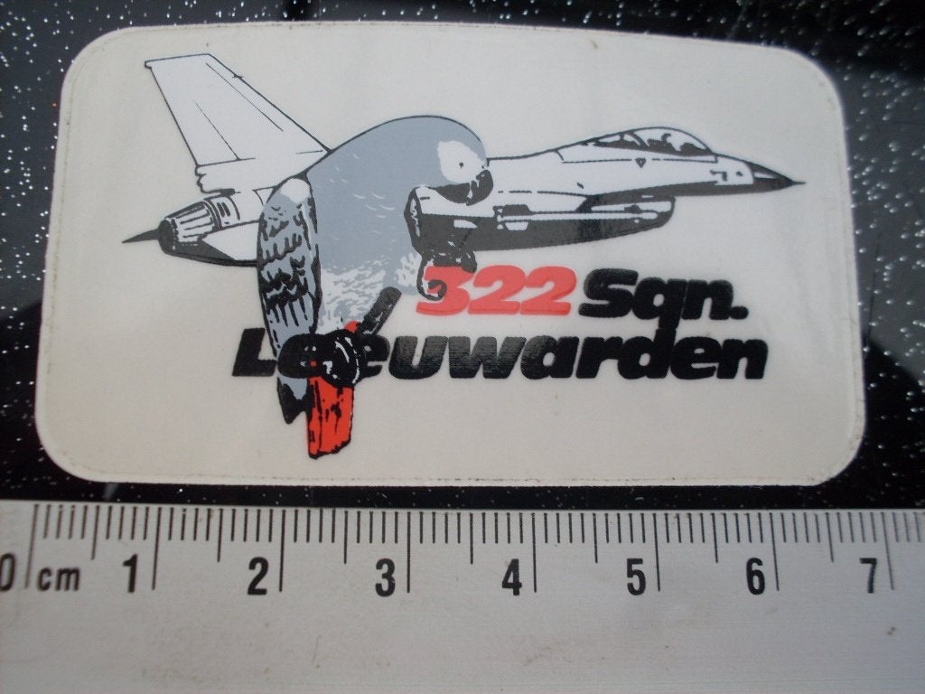 ruit sticker squadron 322 leeuwarden logo valkparkiet, Verzenden, Zo goed als nieuw, Bedrijf of Vereniging