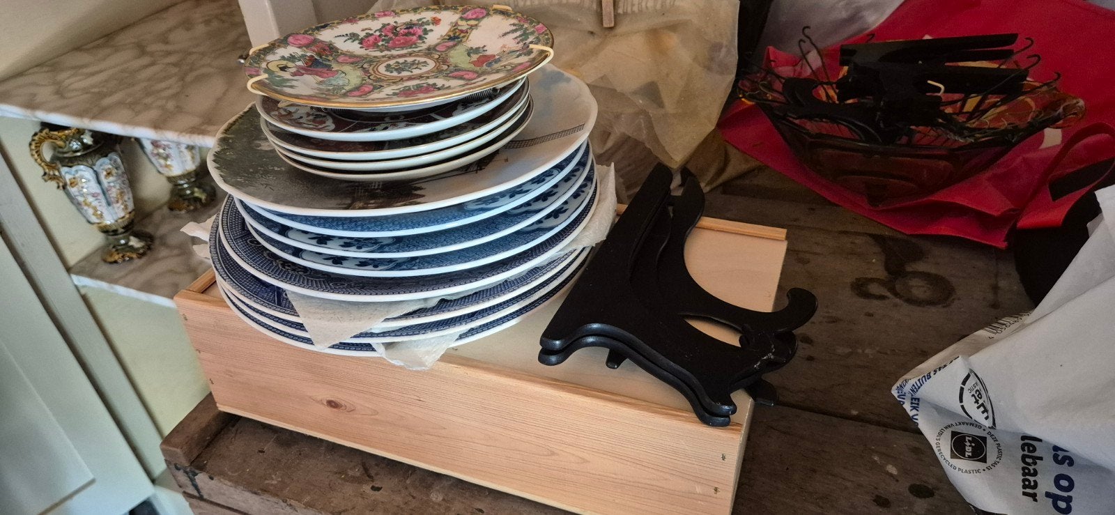 Chinees borden en 1 met molen, Antiek en Kunst, Ophalen